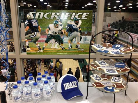 Table decorations for after signing. #drakefootball | National signing day, College signing day 