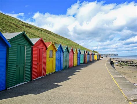 Row Of Colourful Beach Huts In Whitby Stock Image Image Of Pastel