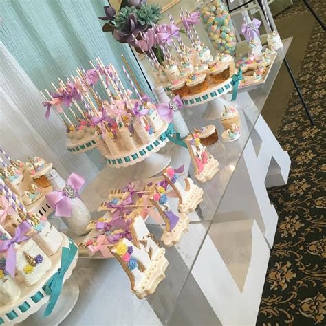 Unicorn dessert table Not all the desserts were mine but they look