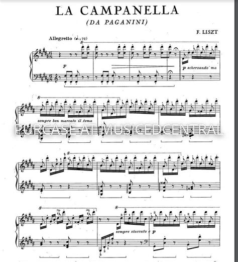 La Campanella Da Paganini By Franz Liszt Piano Sheet Music Downloadable