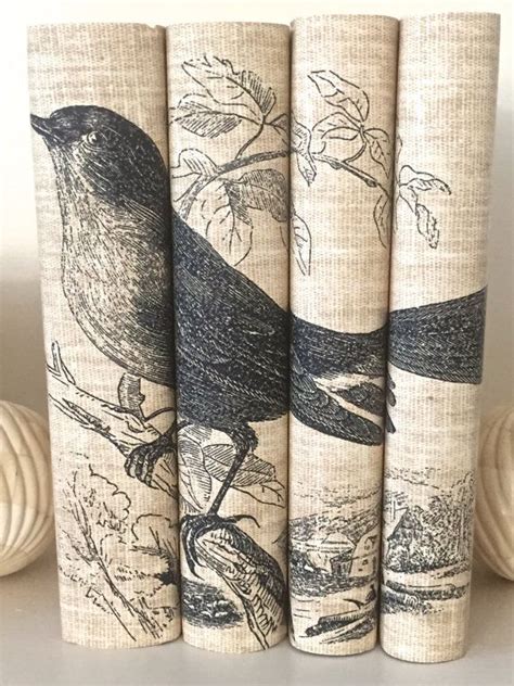 Looking for decorative books for display for your decorative book ideas? Decorative Books with Bird Book Covers - Neutral Color ...
