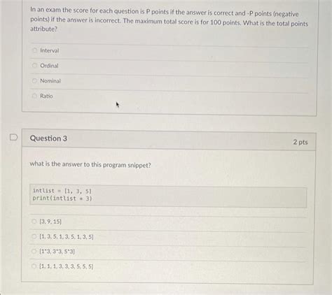 Solved In An Exam The Score For Each Question Is P Points If Chegg Com