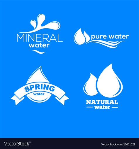 Blue Logos Set Label For Mineral Water Aqua Vector Image