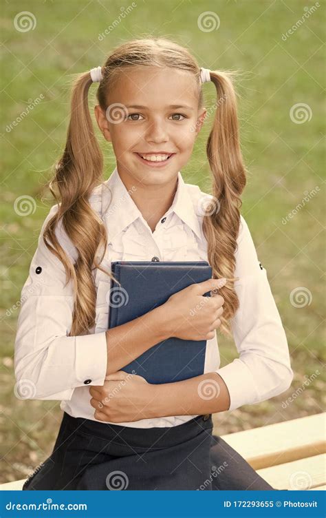 Schoolgirl In Classy Retro Uniform Read Book Old School Back To