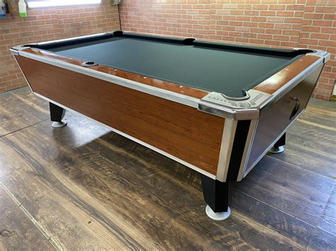 7′ Valley New Style Orange Oak Used Coin Operated Pool Table Used