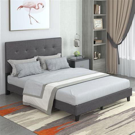 Queen Bed Frame Segmart Modern Upholstered Platform Bed With Headboard