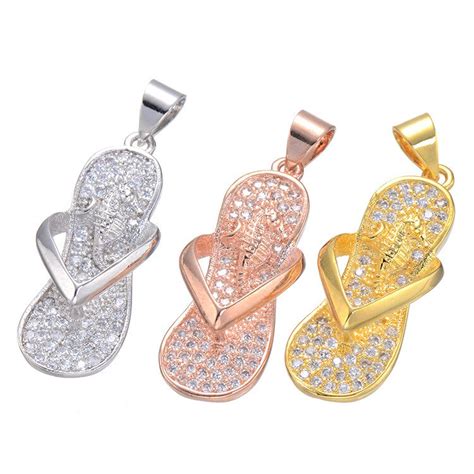 High Quality Trendy Gold Silver Plated Crystal Slipper Pendant Necklace Crystal Slipper Charm