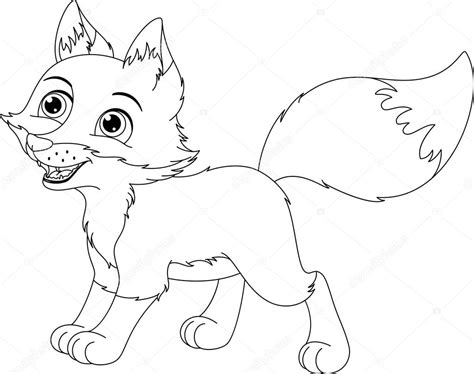Dibujos: zorros para dibujar | Página para colorear del zorro — Vector