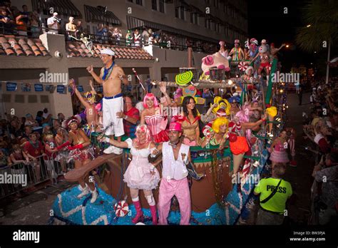 Costumed Revelers During Fantasy Fest Halloween Parade In Key West