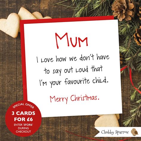 funny christmas card mum greeting card xmas card favourite etsy