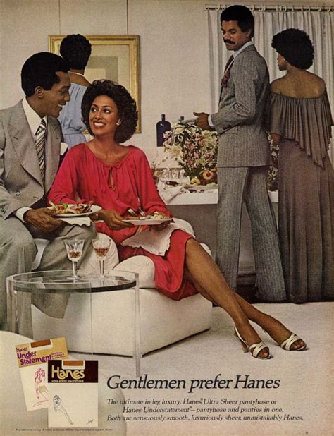 Gentlemen Prefer Hanes Pantyhose Ad 1977 1980 Black Couple Cocktail Party Eb