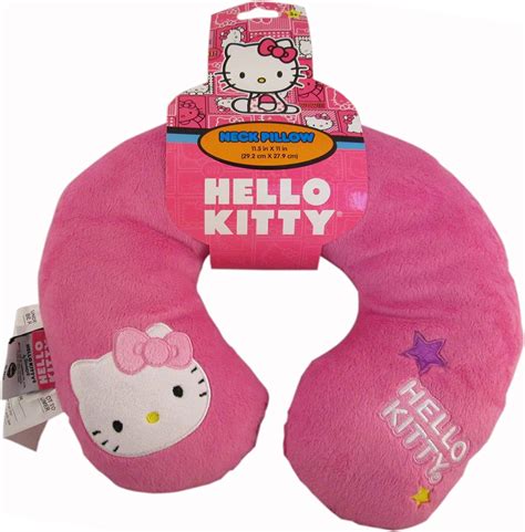 Hello Kitty Neck Rest Pillow Travel Cushion Pink Face With Pink Bow Home And Kitchen