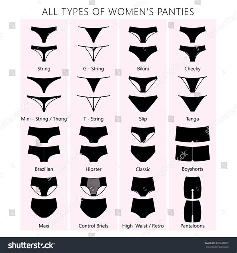 All Types Of Women S Panties Vector Set Of Underwear Silhouette Ass
