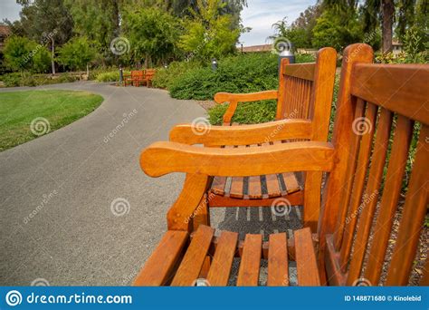 Park Benches With Blurred Depth Of Field Warm Colors Outdoor