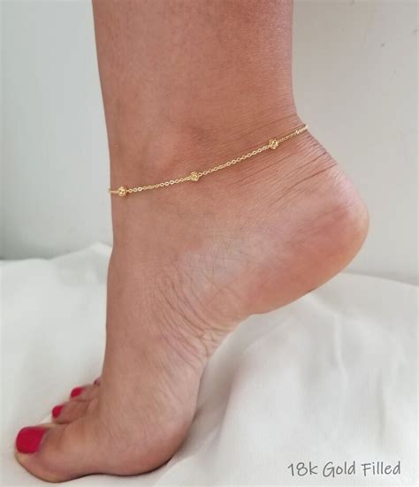 18k Gold Anklet Anklet With Chain Gold Anklet Gold Anklet Etsy