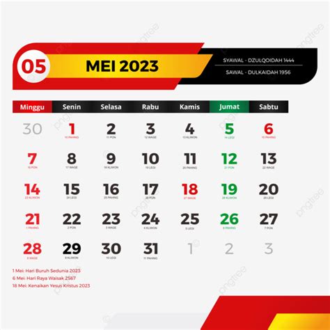 Kalender 2023 Mei Lengkap Dengan Tanggal Merah Cuti Bersama Jawa Dan