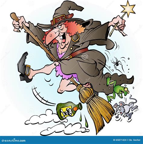 Witch Riding On Her Broom Stock Vector Illustration Of Fantasy 65871424
