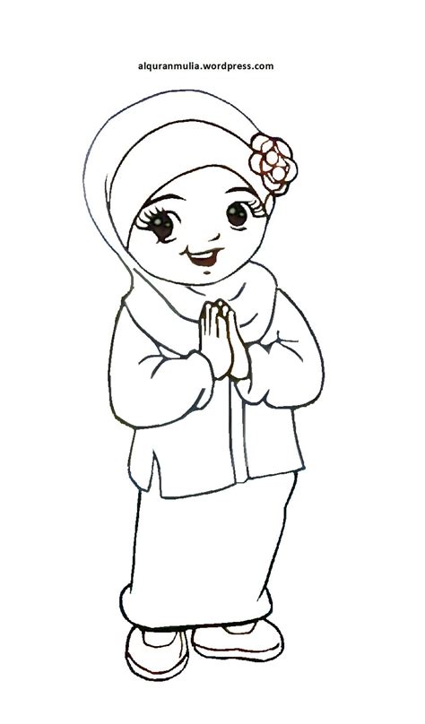 Mewarnai Gambar Animasi Anak Muslim Mewarnai Muslim Kartun Islami