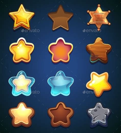 Collection Star Icons In Different Style Game Design Game Icon