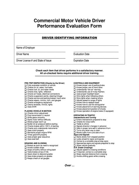 Driver Evaluation Form Template Fill Online Printable Fillable