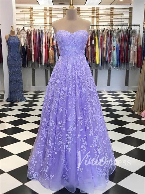 Crystal Beaded Lavender Tulle Prom Dresses Long V Neck Fd1571 School
