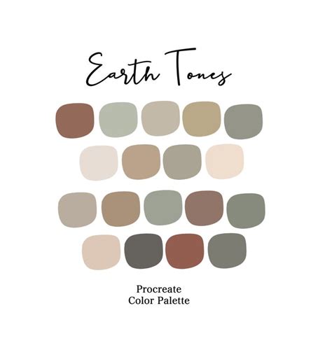 Procreate Color Palette Neutral Tones Gray Grey Color Etsy Earthy