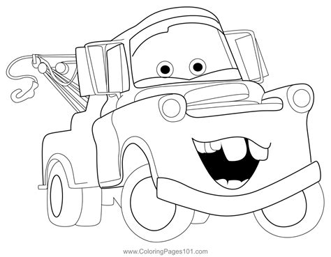 Tow Mater Cars Coloring Page for Kids - Free Cars Printable Coloring