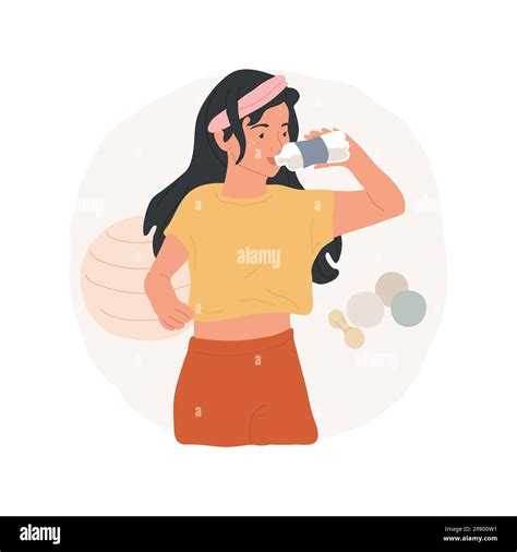 Drinking Water Isolated Cartoon Vector Illustration Exhausted Girl