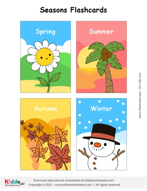 Free Printable Seasons Flashcards Kiddoworksheets