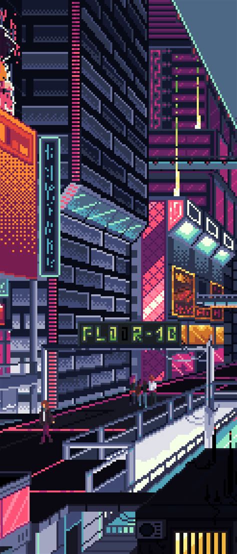 1644x3840 Cyberpunk City Pixel Art 1644x3840 Resolution Wallpaper Hd