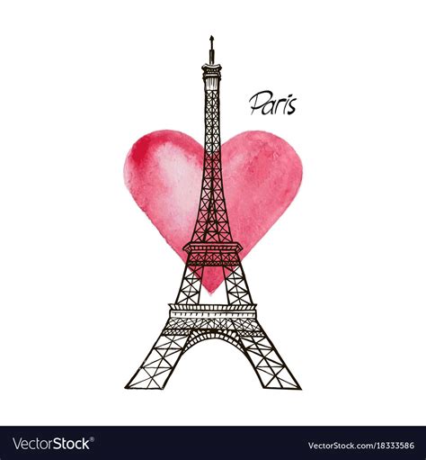 Eiffel Tower And Heart Paris Royalty Free Vector Image