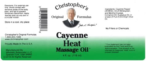 Cayenne Heat 4 Oz Massage Oil Christophers Herb Shop