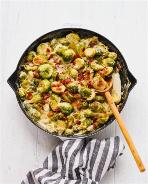 cheesy creamy brussel sprouts with bacon cooking lsl
