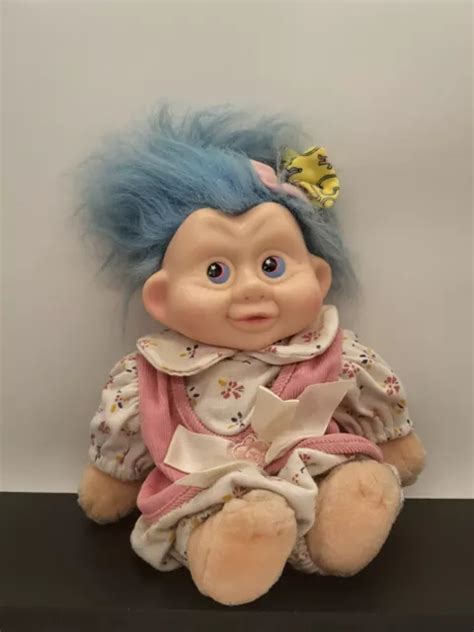Vintage 1991 Applause Magic Troll Baby Alissa Blue Hair Plush Doll
