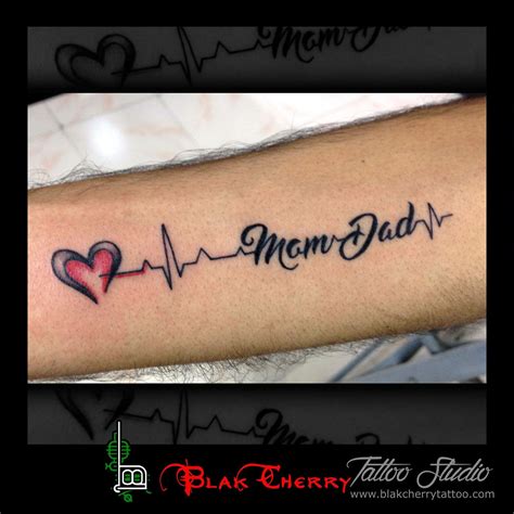 Mom dad with heartbeats | Mom dad tattoos, Dad tattoos, Tattoos for