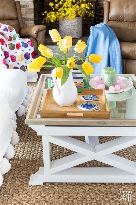Luxury trays for your coffee table styling discover our hand picket collection of splendid trays for a glamorous coffee table styling. Spring Coffee Table Styling Tray Hack | Coffee table ...
