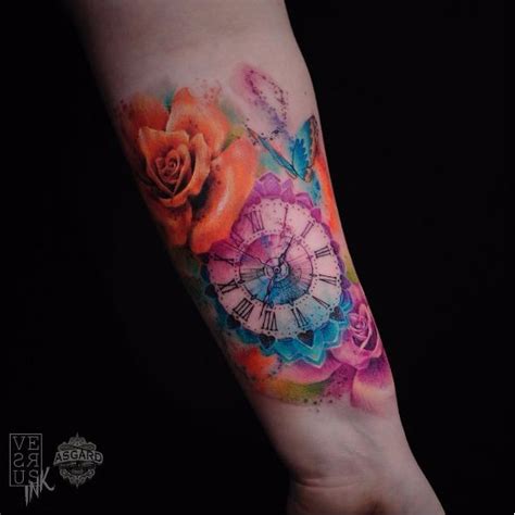 Watercolor Clock Tattoo At Getdrawings Free Download
