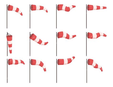 Premium Vector | Windsock wind speed and direction chart flag poles