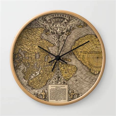 Old World Map Wall Clock In 2020 Wall Clock Clock Old World Maps