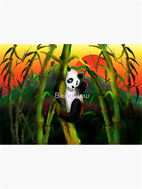 Baby Panda Climbing Bamboo Sticker For Sale By Beingnow Redbubble