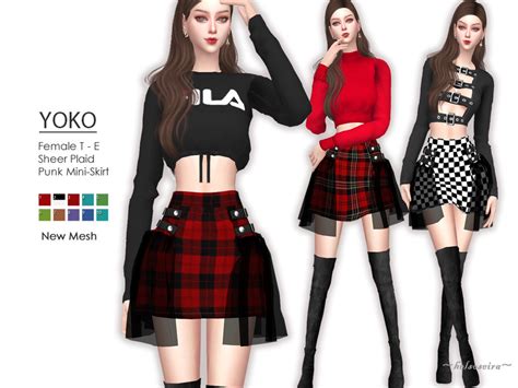 The Sims Resource Yoko Punk Plaid Skirt