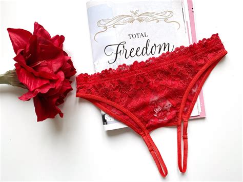 Red Lace Crotchless Panties For A Woman Sexy Panties For Etsy Latvia