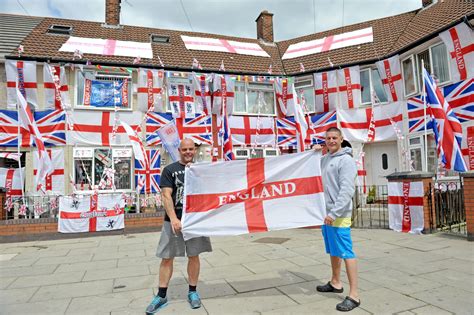 Find images of england flag. Football frenzy for Liverpool neighbours flying the flag ...
