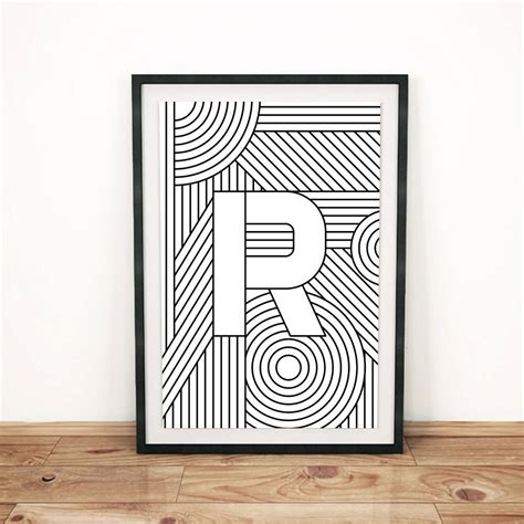 Typography Print Letter Print R Initial Poster