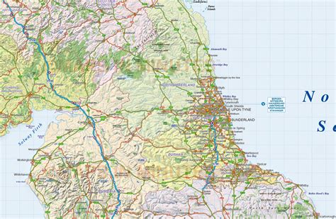 Digital Vector North England County Road And Rail Map 1m