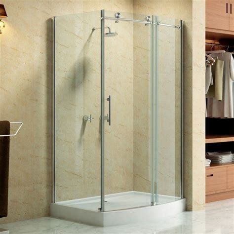48 Rectangular Frameless Corner Shower Enclosure With Curved Front Corner Shower Doors