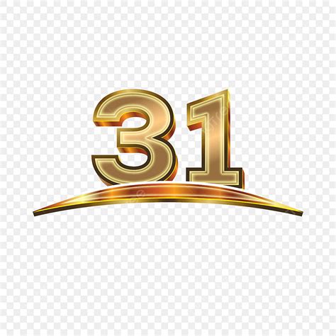 Number 31 Clipart Png Images 3d Golden Numbers 31 With Swoosh On