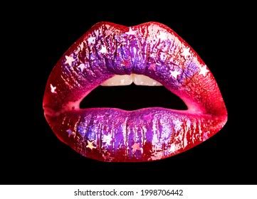 Open Mouth Woman Close Sexy Red Stock Photo Shutterstock