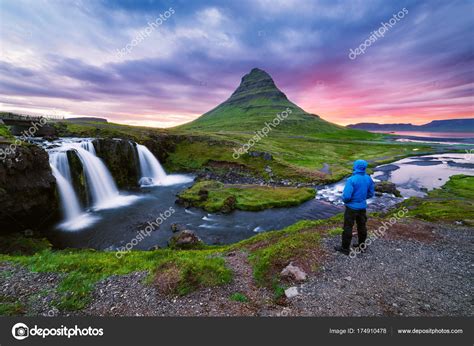 Kirkjufellsfoss The Most Beautiful Waterfall In Iceland Stock Photo