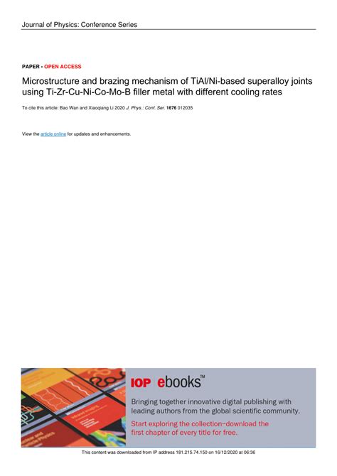 Pdf Microstructure And Brazing Mechanism Of Tialni Based Superalloy